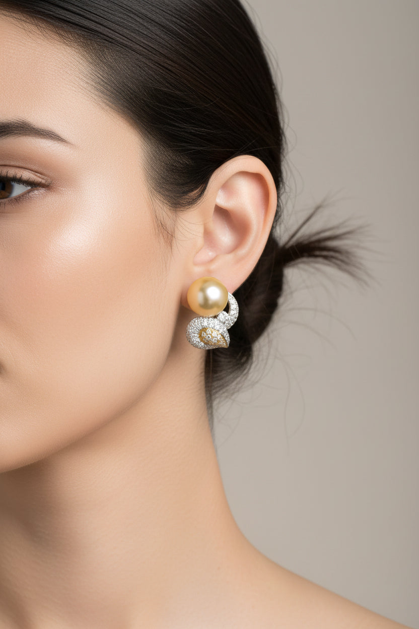 South Sea Pearl & Diamond Earrings
