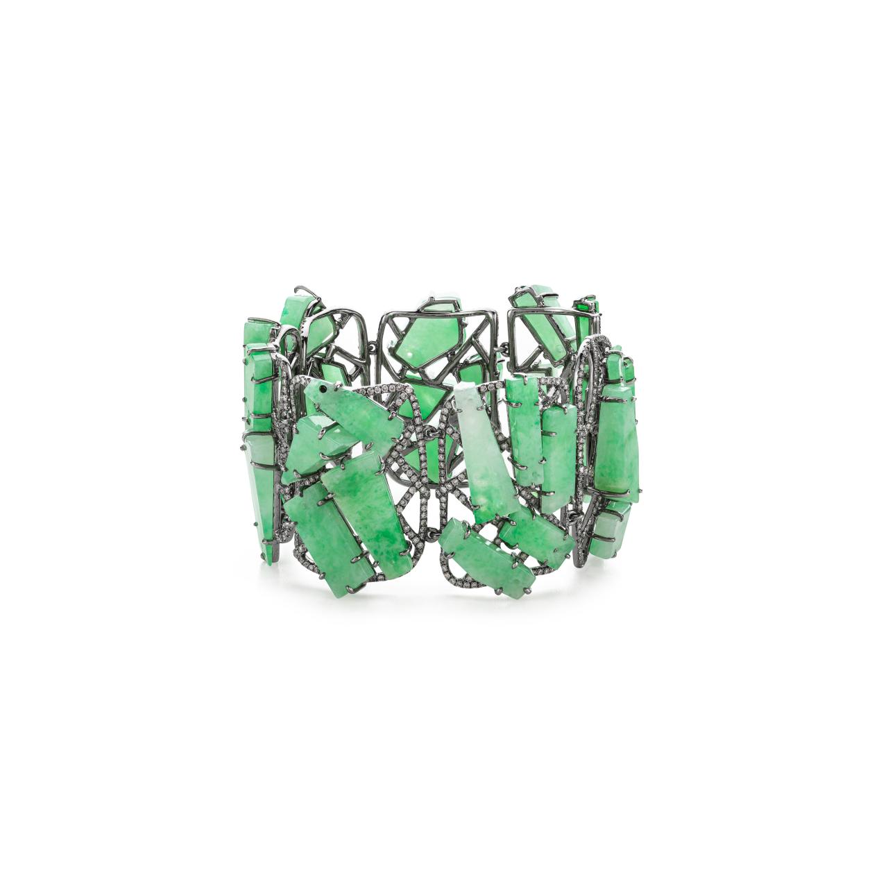 Jade & Brown Diamond Bracelet