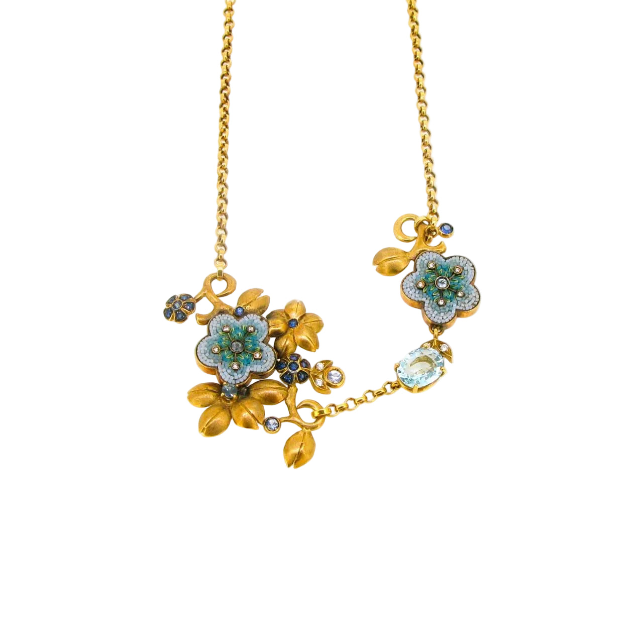 Floral Gemstones and Diamond Necklace - K.S. Sze & Sons