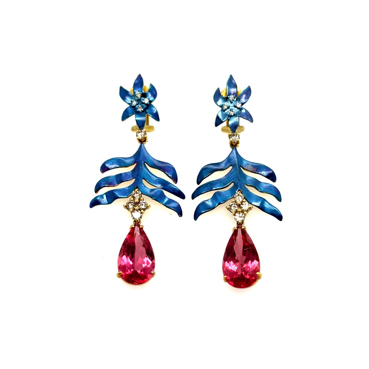 Tourmaline & Brown Diamond Earrings - K.S. Sze & Sons