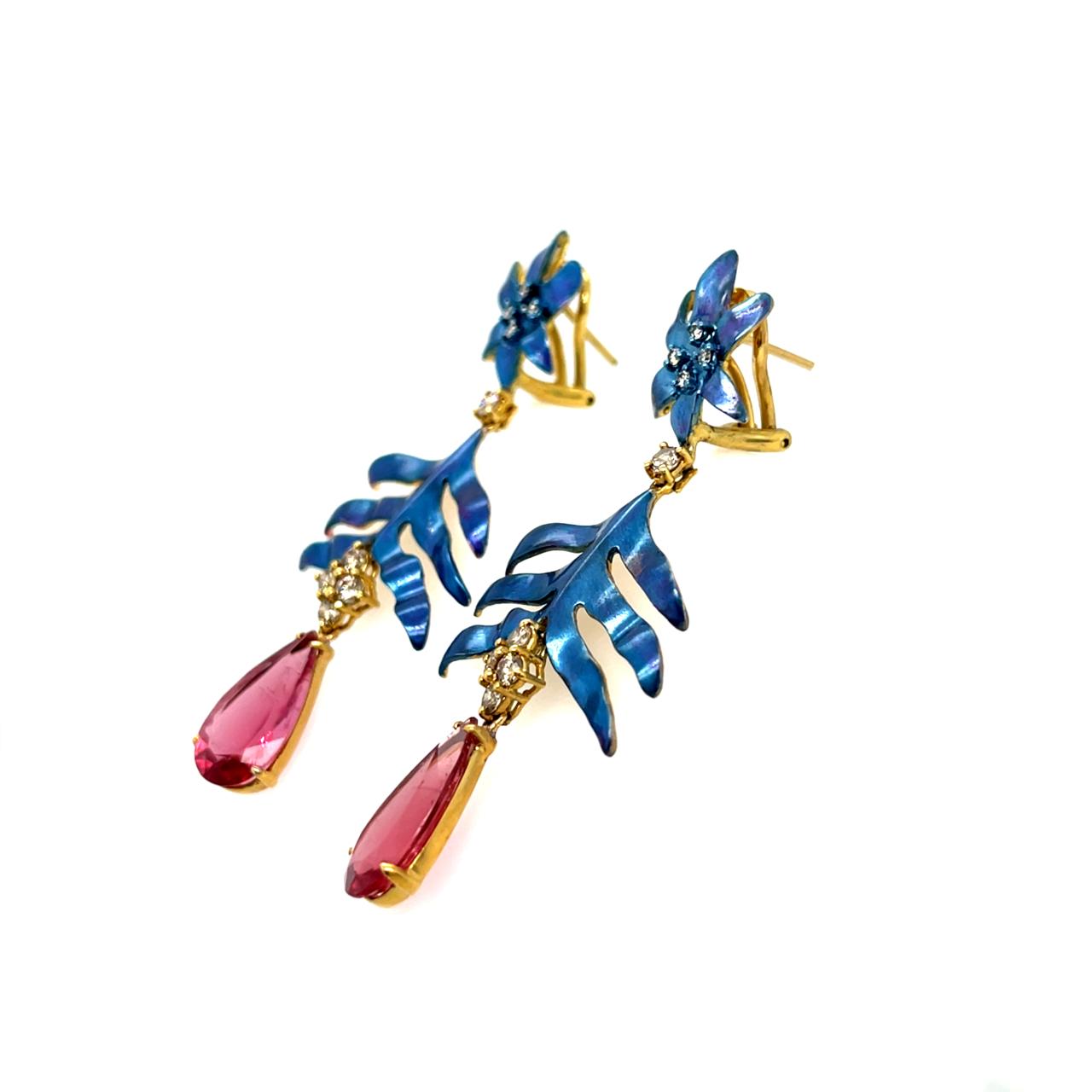 Tourmaline & Brown Diamond Earrings - K.S. Sze & Sons