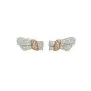 Pink & White Diamond Ribbon Earrings - K.S. Sze & Sons