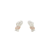 Pink & White Diamond Ribbon Earrings
