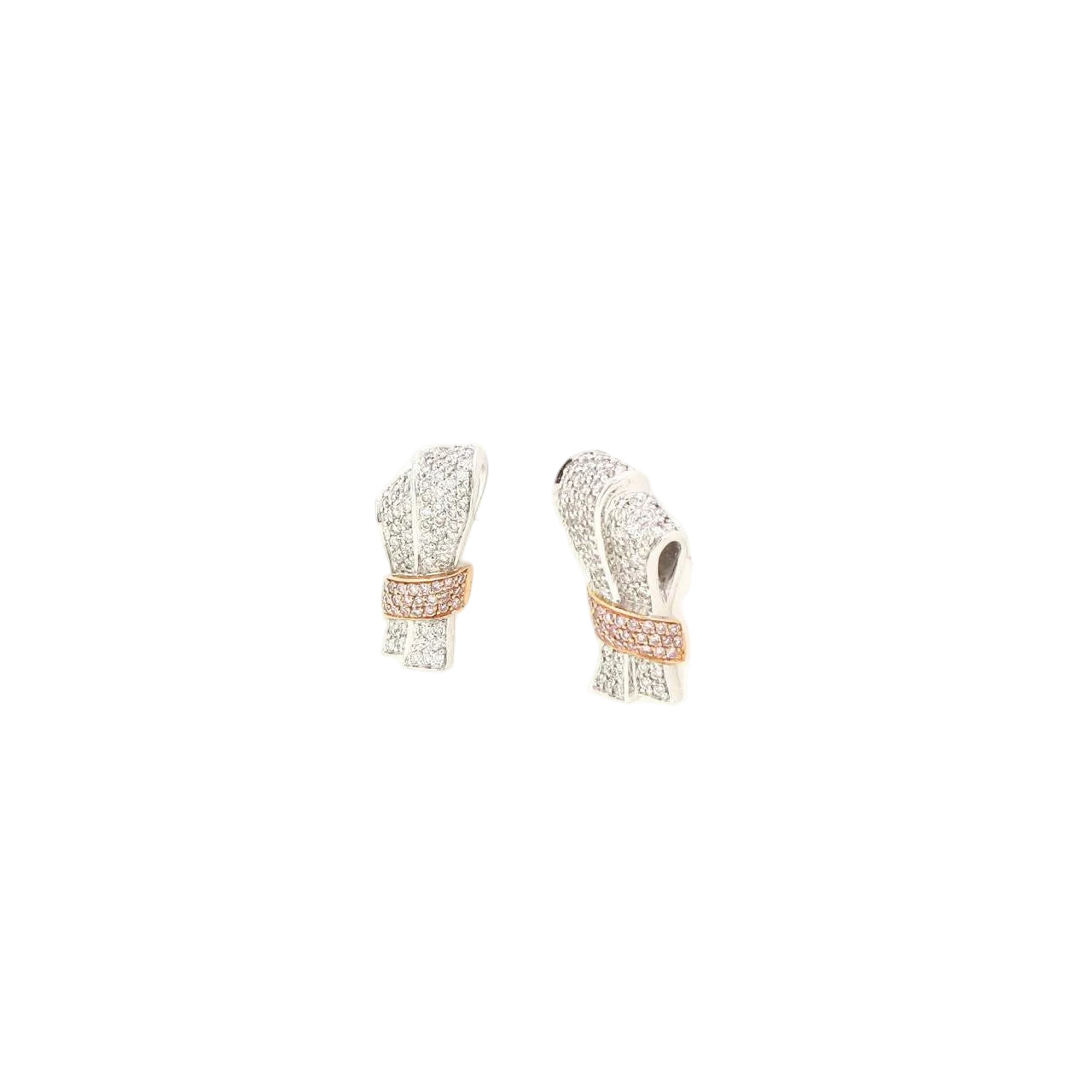 Pink & White Diamond Ribbon Earrings - K.S. Sze & Sons