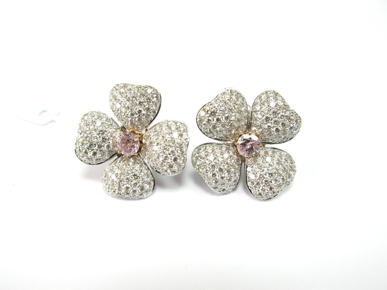 Pink & White Diamond Earrings (GIA Certificate) - K.S. Sze & Sons