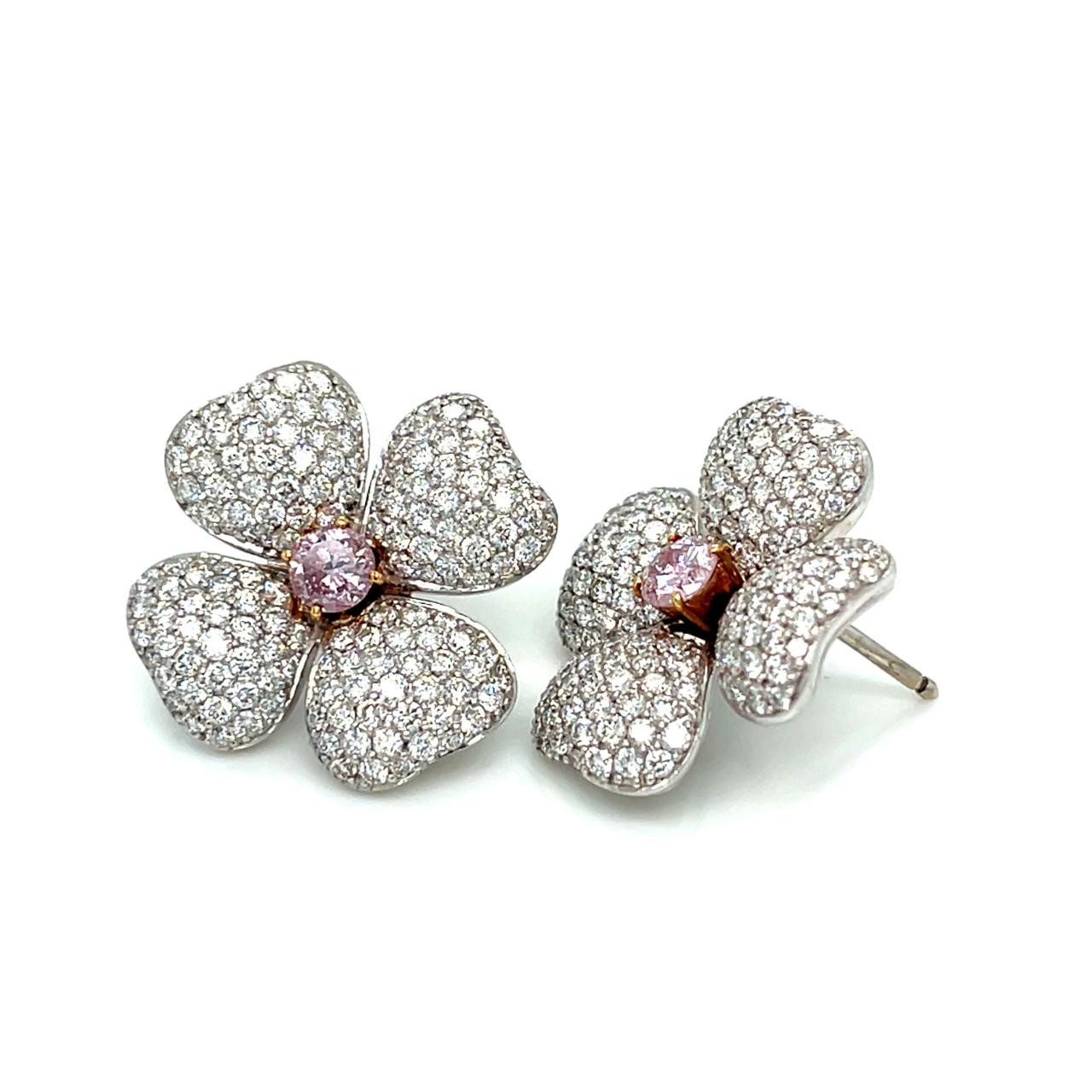 Pink & White Diamond Earrings (GIA Certificate) - K.S. Sze & Sons