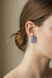 Chalcedony & Sapphire Earrings