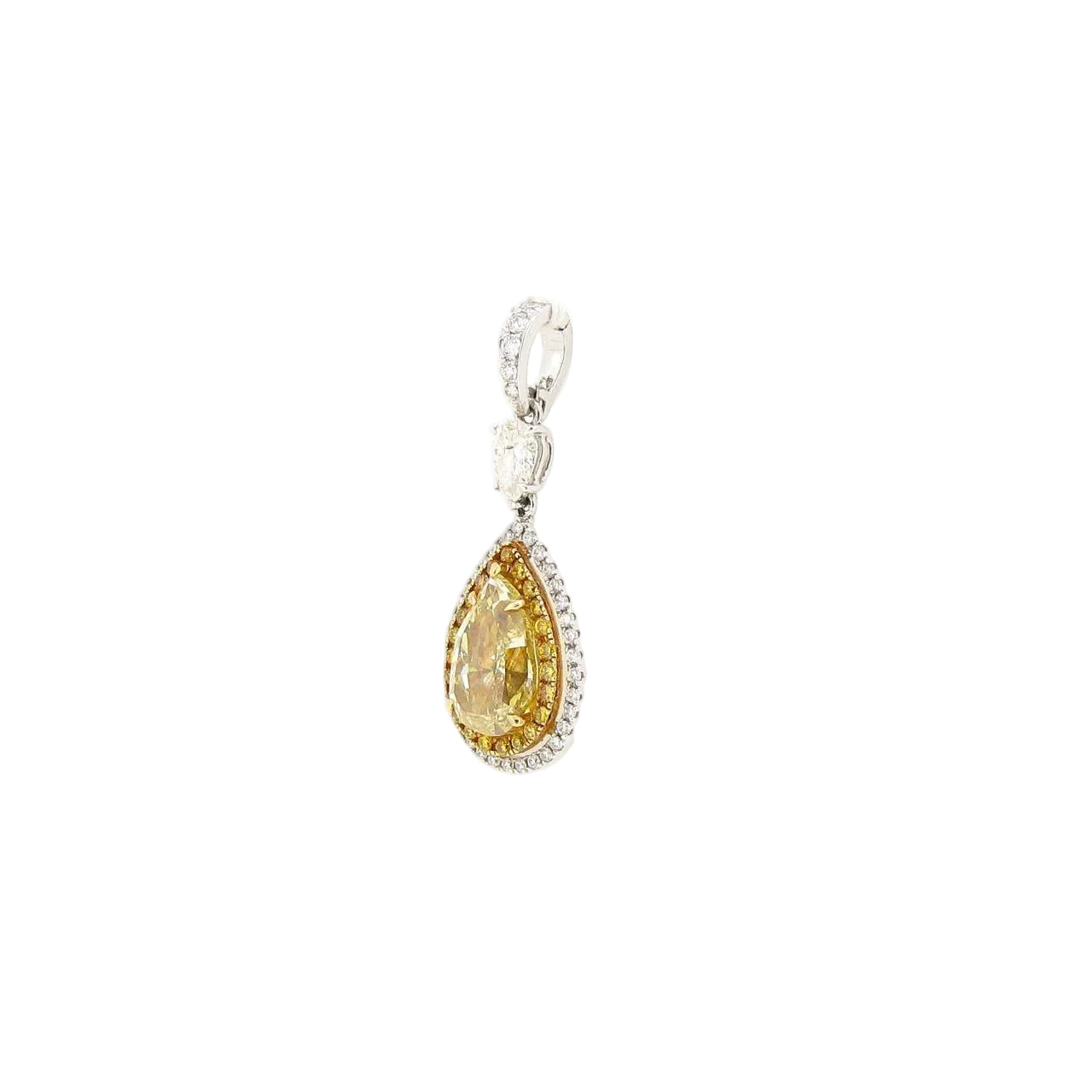 Pear-Shaped Fancy Yellow & White Diamond Pendant - K.S. Sze & Sons