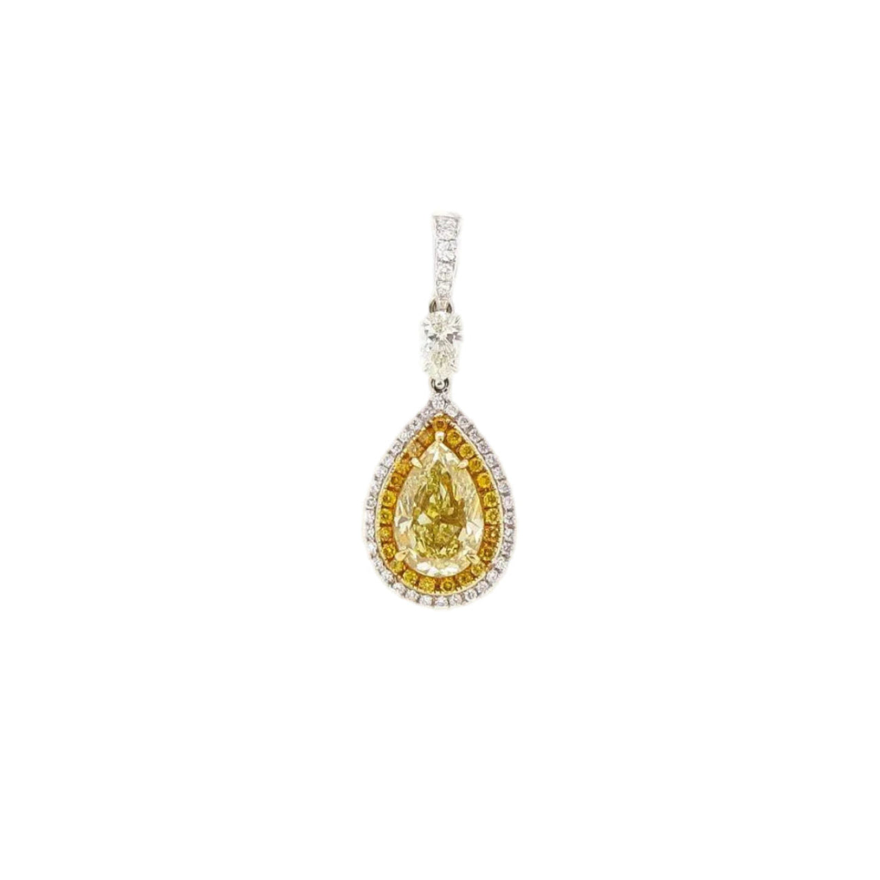 Pear-Shaped Fancy Yellow & White Diamond Pendant - K.S. Sze & Sons