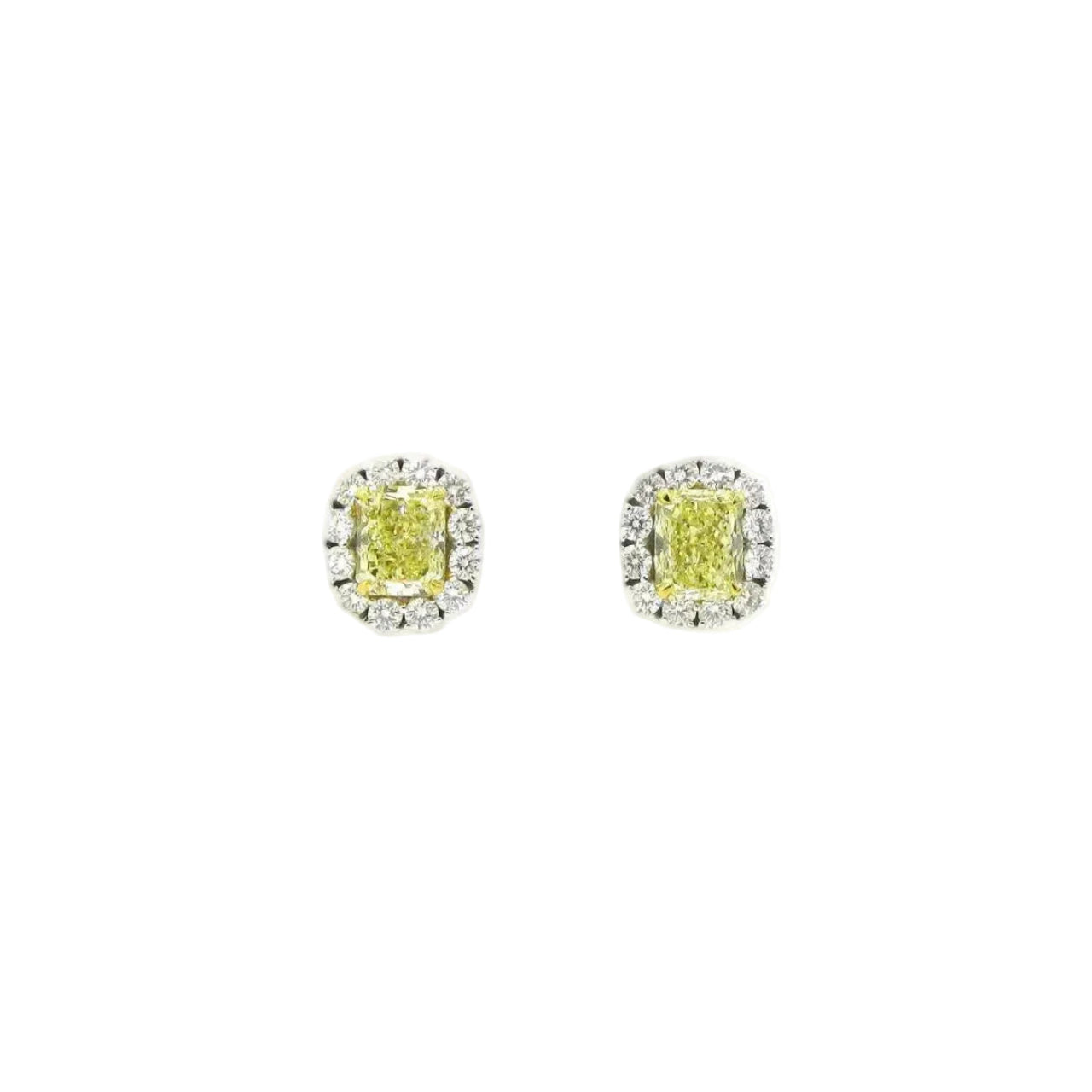 Rectangular Shaped Fancy Yellow Diamond Earrings (GIA Certificate) - K.S. Sze & Sons