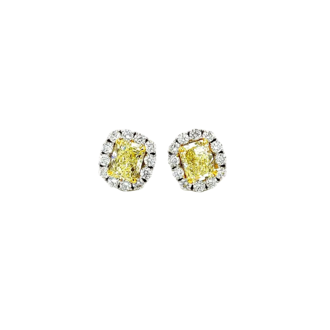 Rectangular Shaped Fancy Yellow Diamond Earrings (GIA Certificate) - K.S. Sze & Sons