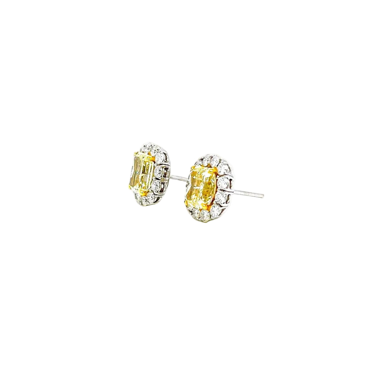 Rectangular Shaped Fancy Yellow Diamond Earrings (GIA Certificate) - K.S. Sze & Sons