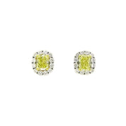 Rectangular Shaped Fancy Yellow Diamond Earrings (GIA Certificate)