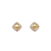 Cushion Shaped Fancy Yellow Diamond Earrings (GIA Certificate) - K.S. Sze & Sons