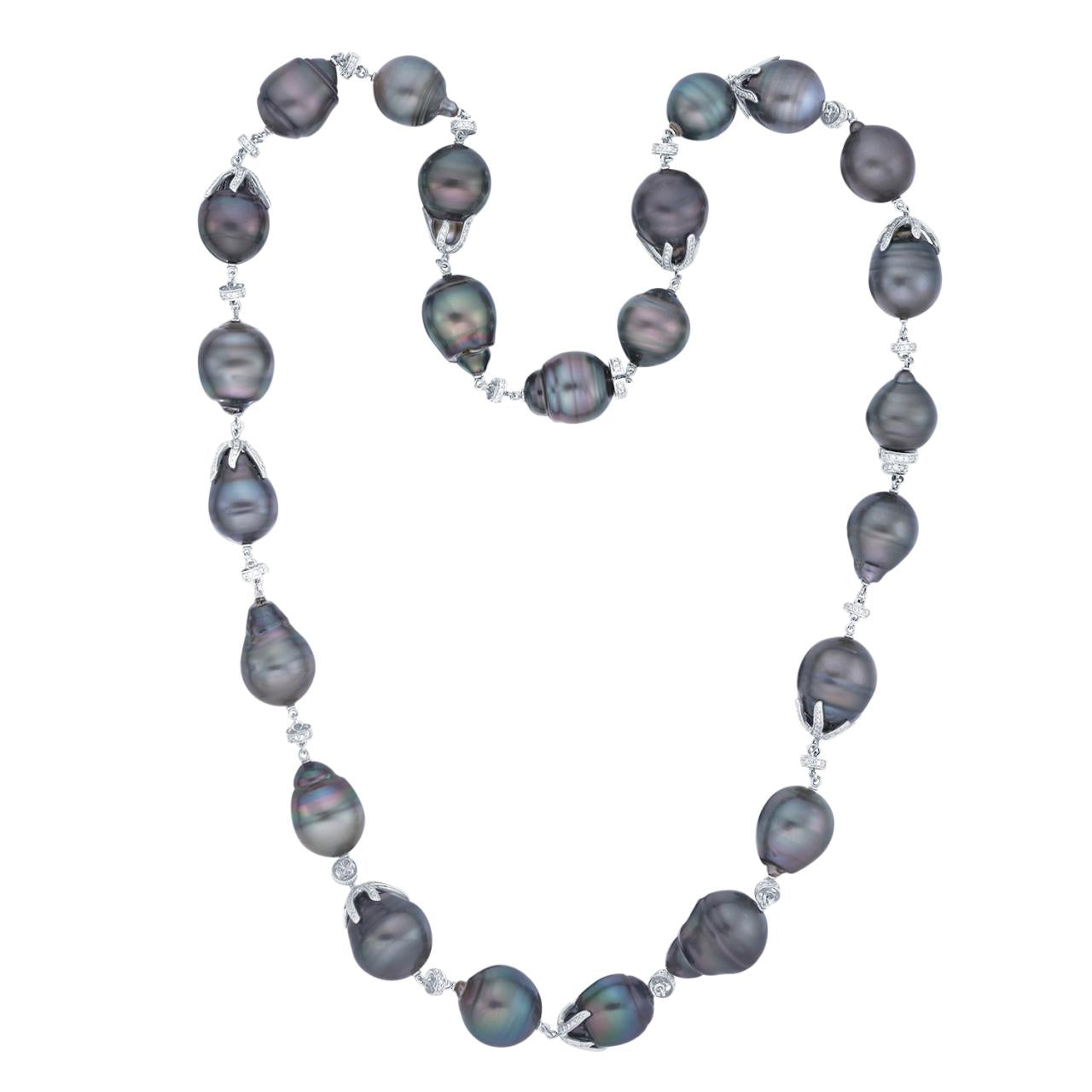 Tahitian South Sea Pearl & Diamond Necklace - K.S. Sze & Sons