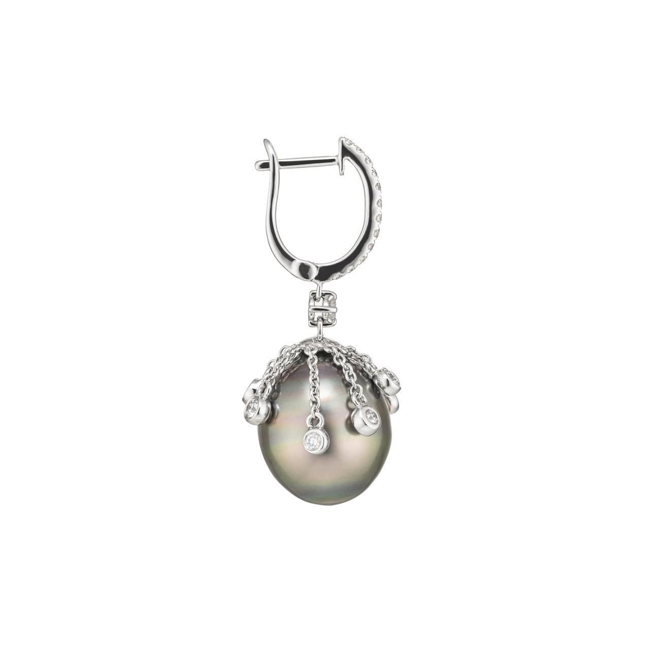 Tahitian South Sea Pearl & Diamond Earrings - K.S. Sze & Sons