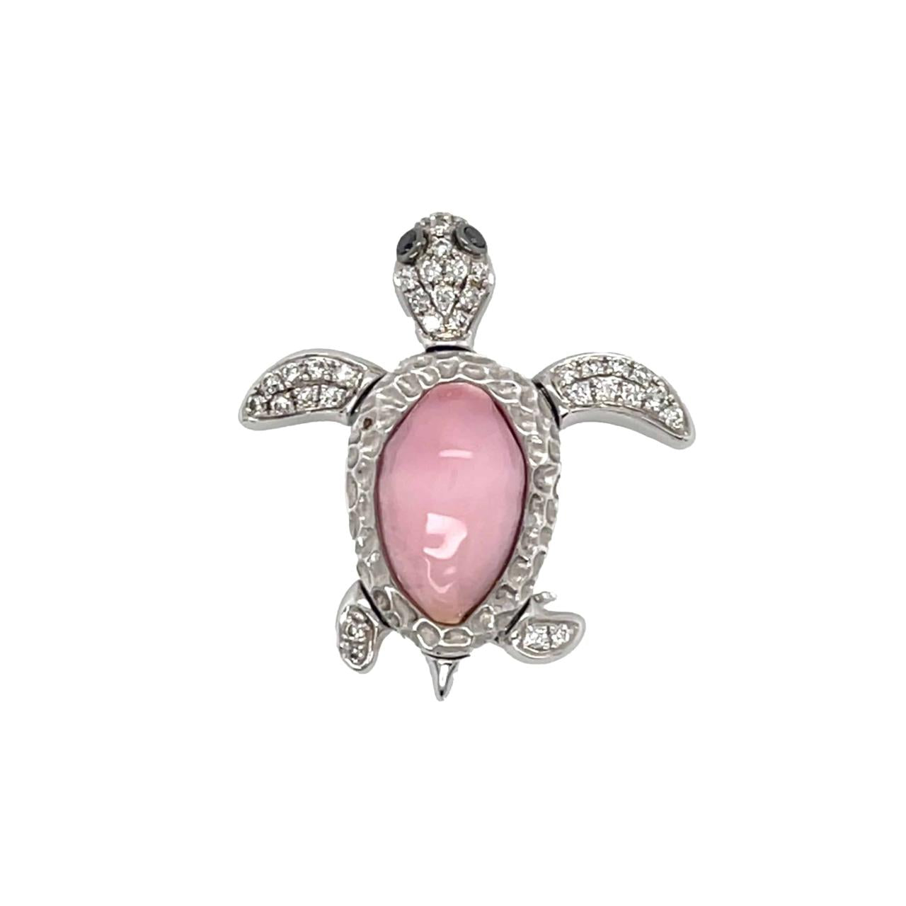 Conch Pearl & Diamond Turtle Brooch - K.S. Sze & Sons