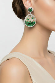Green Garnet & Diamond Earrings