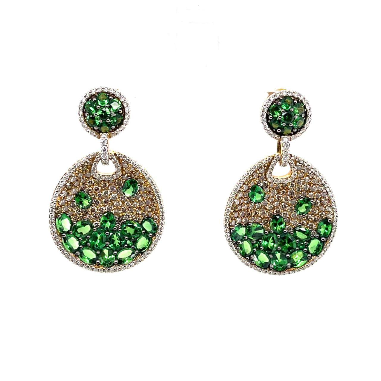 Green Garnet & Diamond Earrings - K.S. Sze & Sons