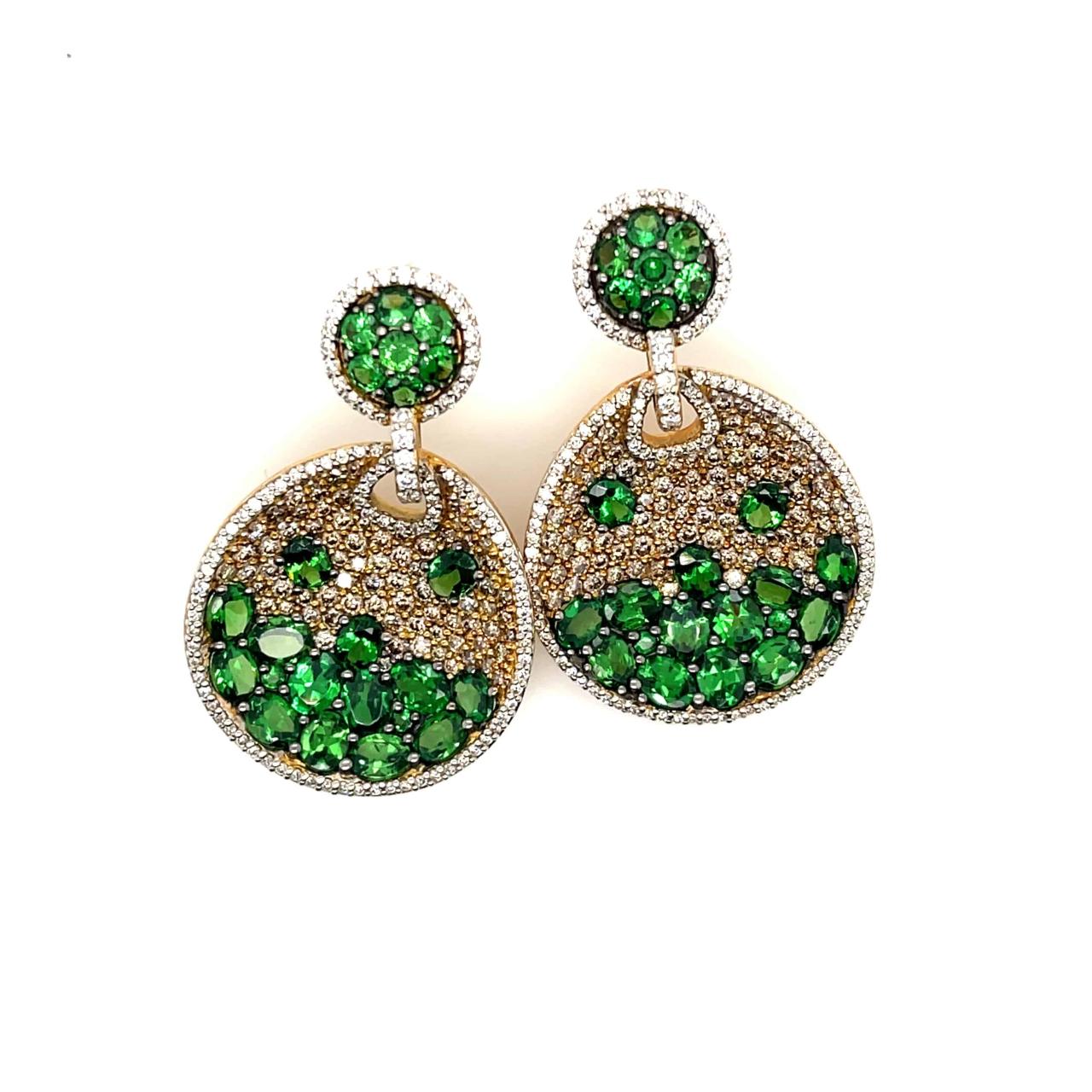 Green Garnet & Diamond Earrings - K.S. Sze & Sons