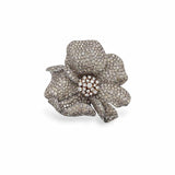 Brown & White Diamond Flower Brooch