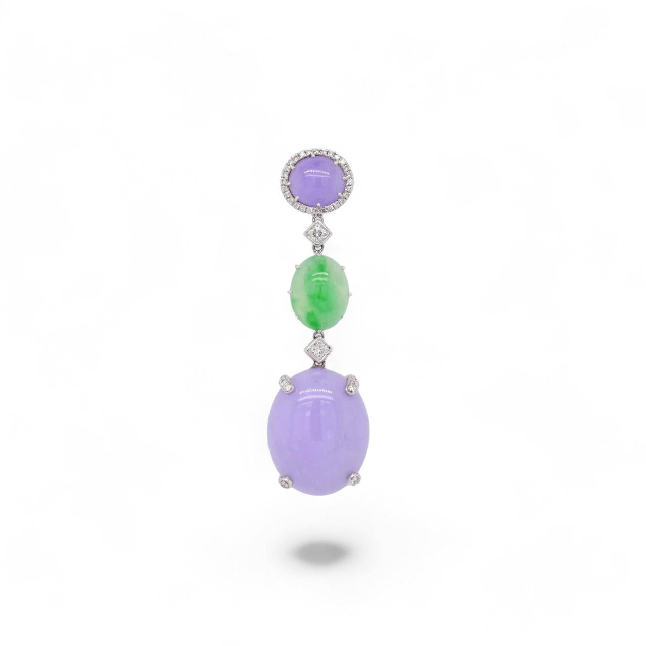Green Jadeite, Lavender Jadeite and Diamond Pendant - K.S. Sze & Sons