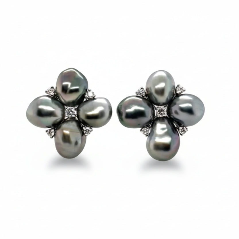 Keshi Pearl & White Diamond Earrings - K.S. Sze & Sons