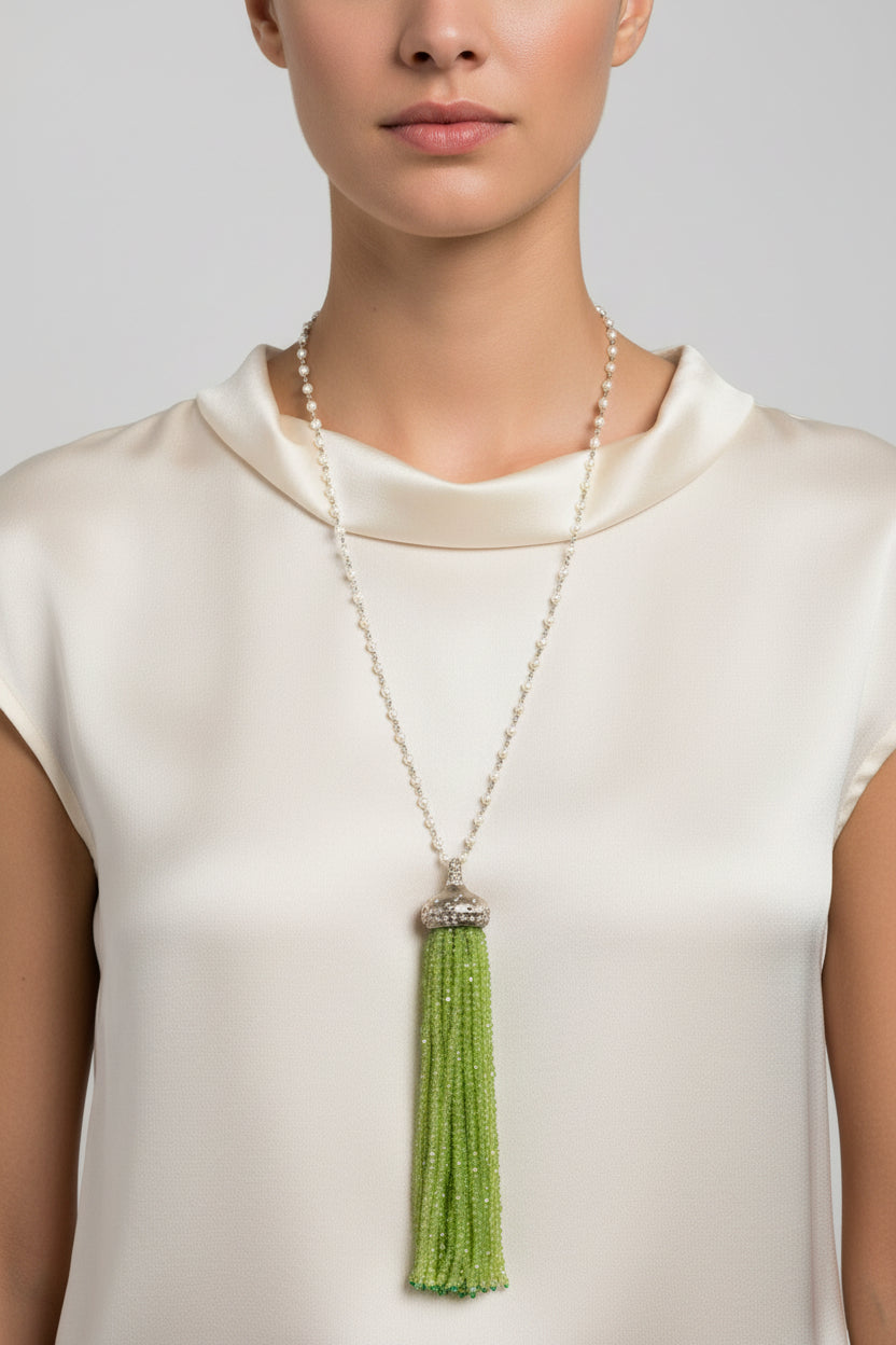 Diamond & Peridot Tassel Pendant
