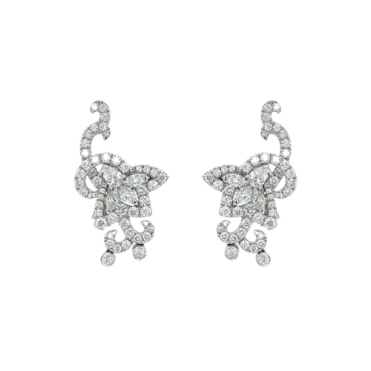 Floral Shaped Diamond Earrings - K.S. Sze & Sons