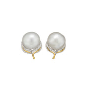 South Sea Pearl & Diamond Earrings - K.S. Sze & Sons