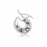Diamond, Black & White Mother of Pearl Brooch