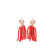 Coral & Mother of Pearl Drop Earrings - K.S. Sze & Sons