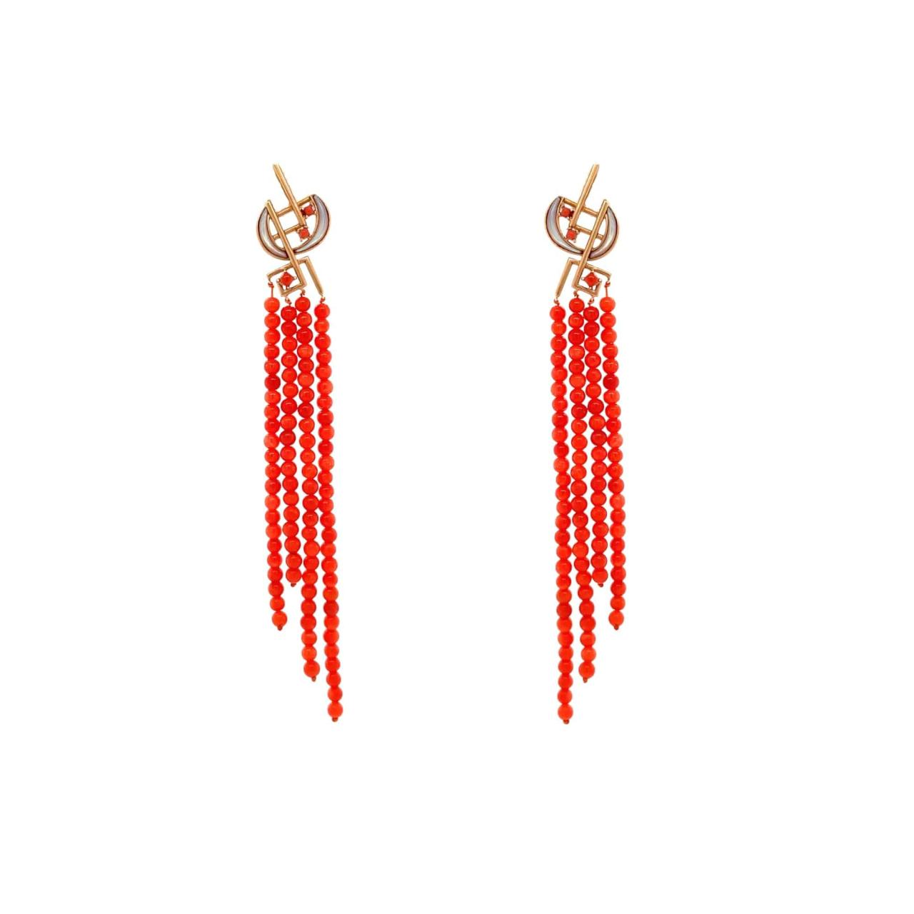Coral & Mabe Pearl Drop Earrings - K.S. Sze & Sons