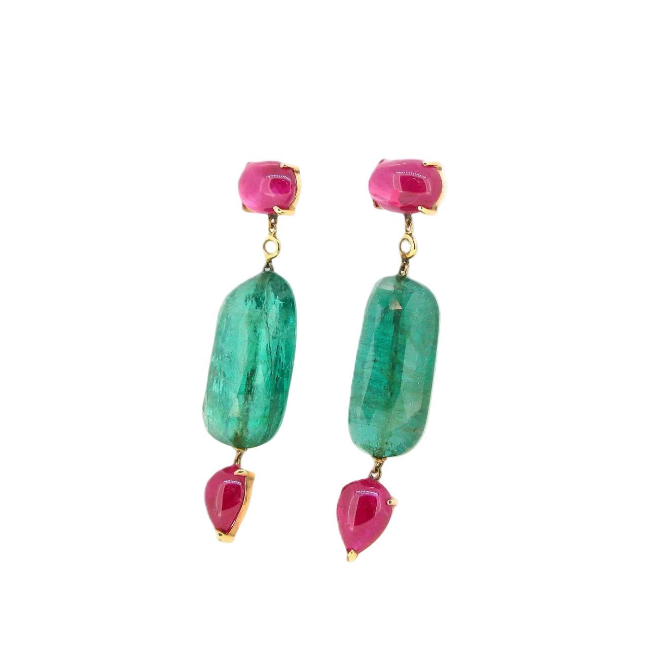 Ruby, Emerald & Diamond Earrings - K.S. Sze & Sons