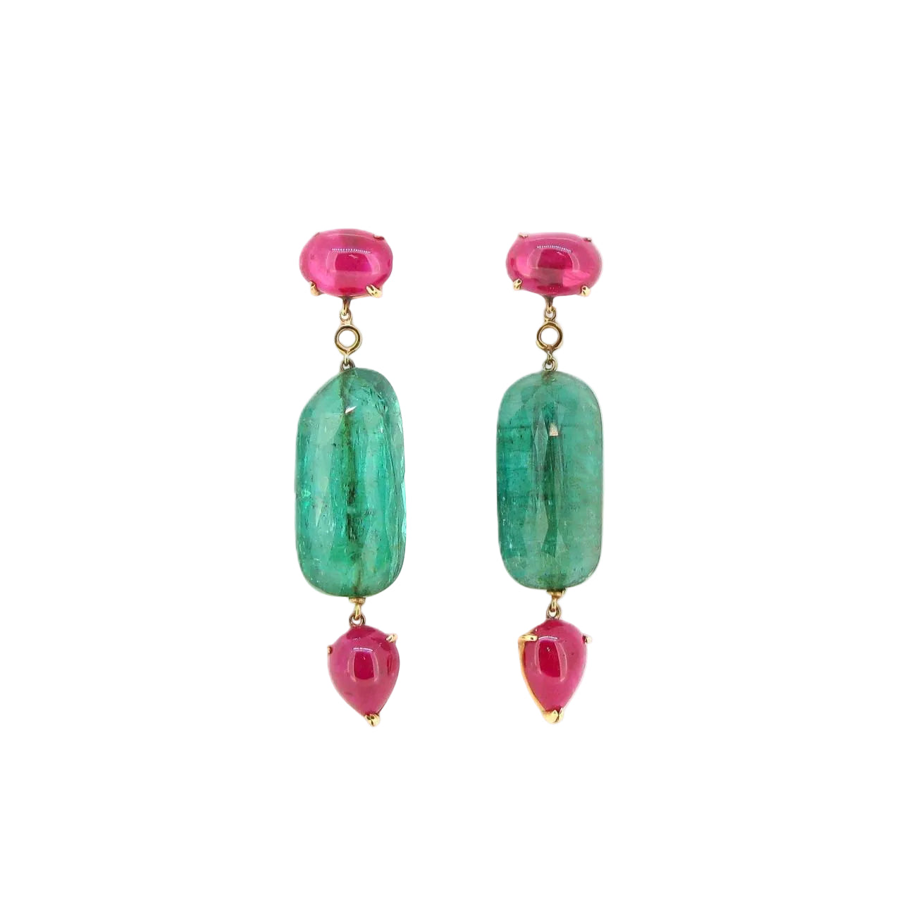 Ruby, Emerald & Diamond Earrings - K.S. Sze & Sons