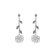 White Diamond Floral Drop Earrings - K.S. Sze & Sons