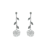 White Diamond Floral Drop Earrings