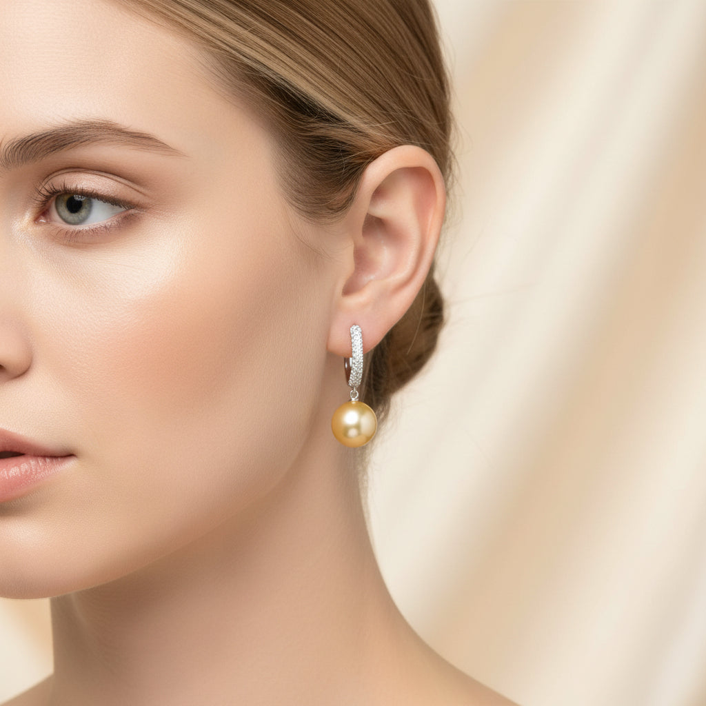 South Sea Pearl & Diamond Earrings