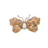 Keshi Pearl, Pink Sapphire & Diamond Butterfly Brooch