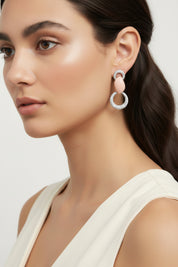 Coral & White Diamond Earrings