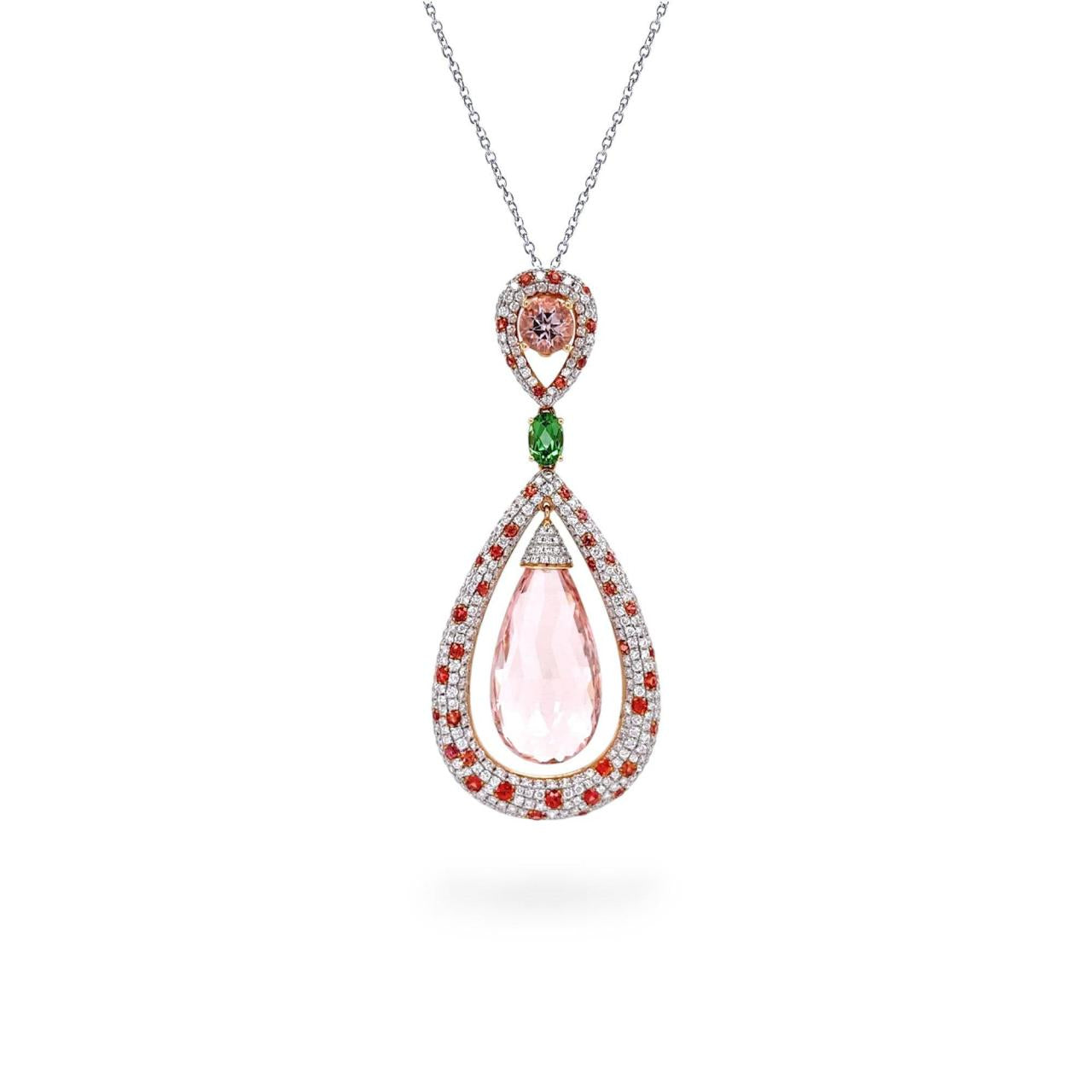 Morganite, Tourmaline, Sapphire & Diamond Pendant - K.S. Sze & Sons