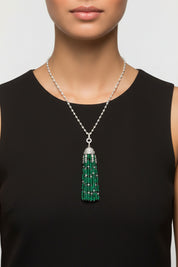 Emerald & White Diamond Tassel Pendant