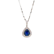 Pear-Shaped Royal Blue Sapphire & Diamond Pendant (GRS Certificate) - K.S. Sze & Sons