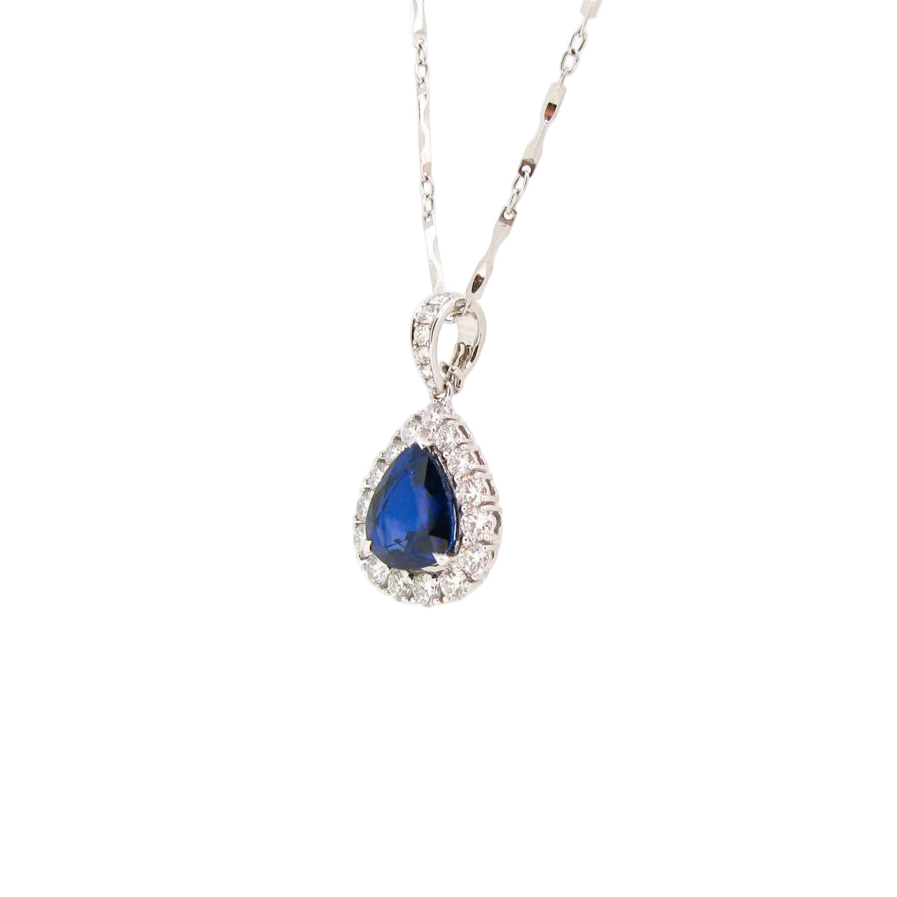 Pear-Shaped Royal Blue Sapphire & Diamond Pendant (GRS Certificate) - K.S. Sze & Sons