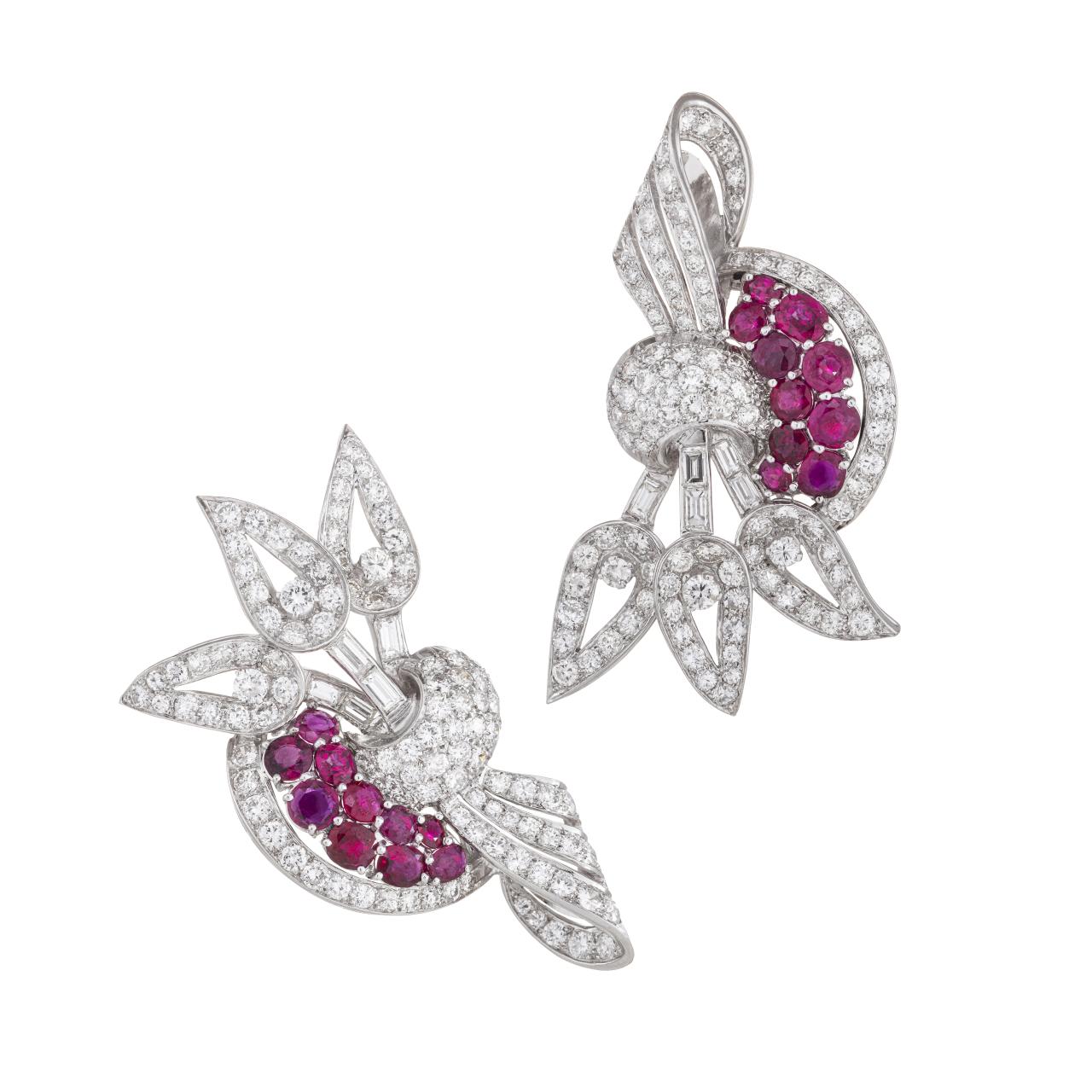 Transformational Diamond & Ruby Brooch