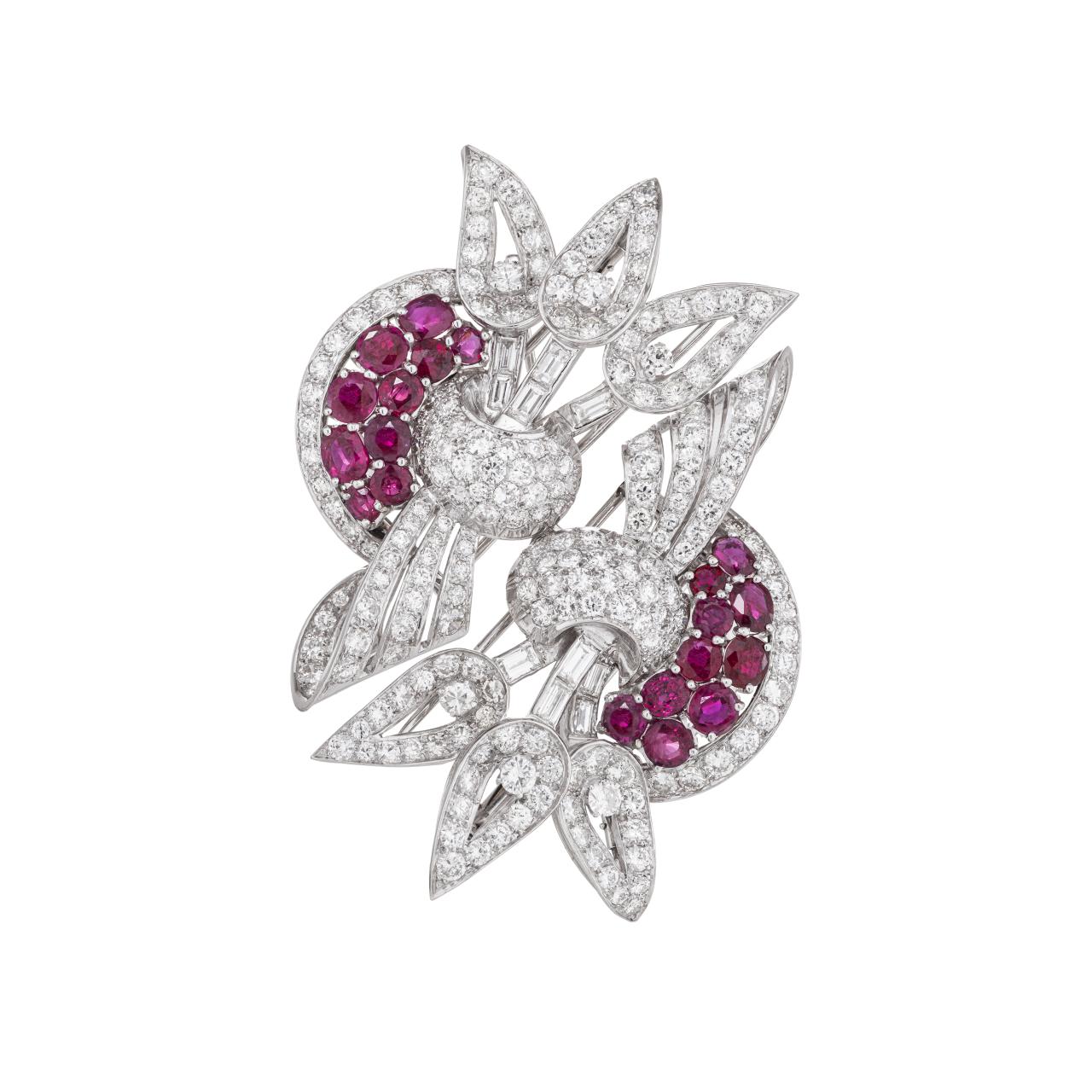 Transformational Diamond & Ruby Brooch