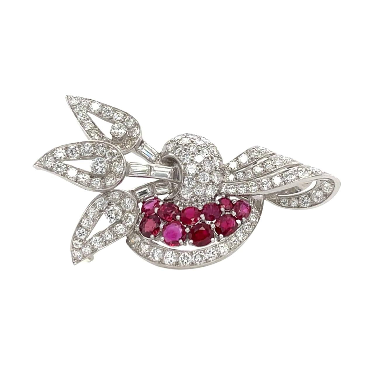 Transformational Diamond & Ruby Brooch - K.S. Sze & Sons