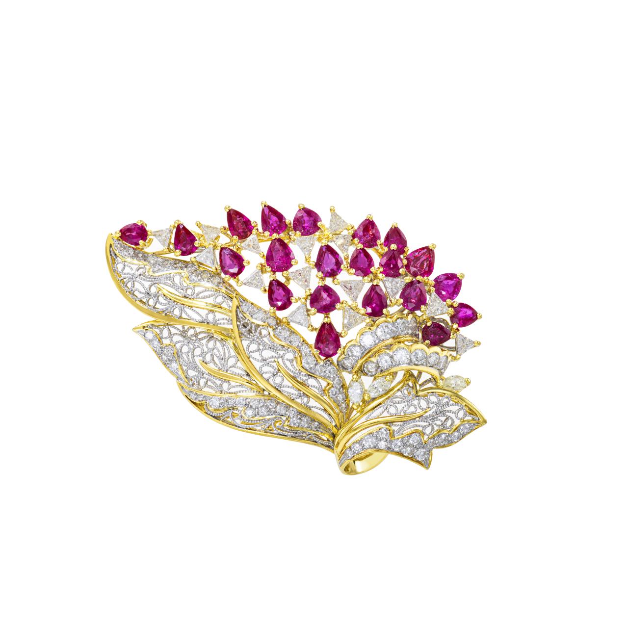 Ruby & Diamond Brooch