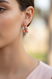 Coral & Diamond Earrings