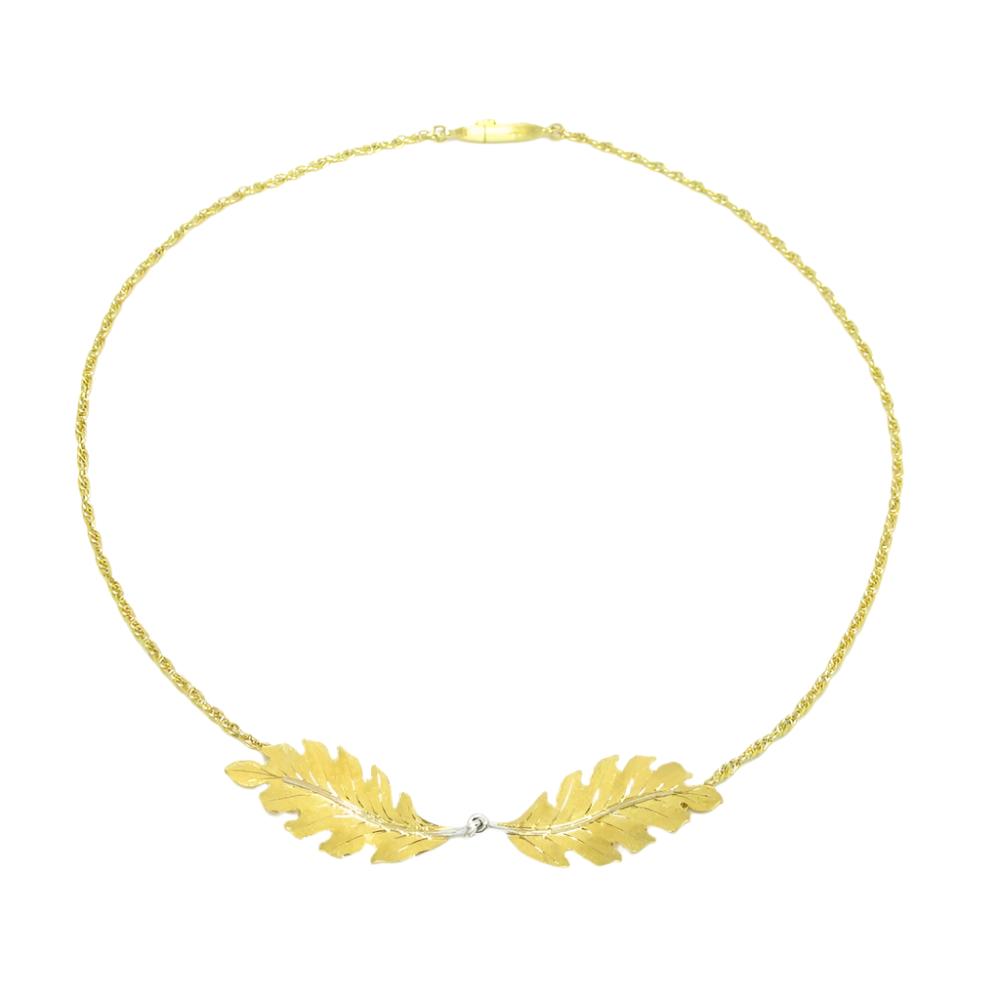 Yellow & White Gold Leaves Necklace